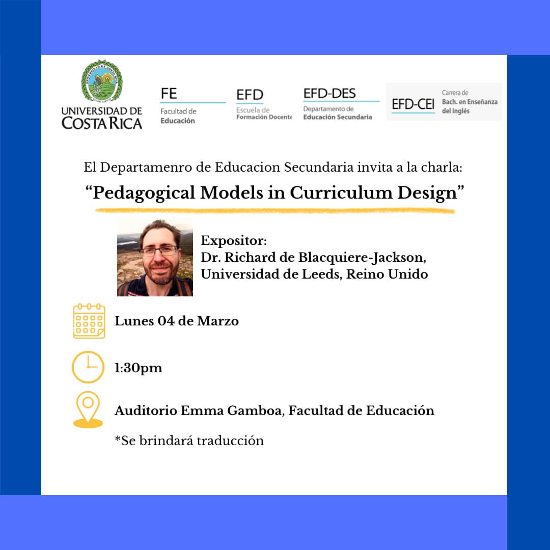Charla “Pedagogical Models in Curriculum Design
